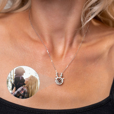 Reindeer Photo Personalised Necklace - Photo Necklace - Photo Projection Necklace Necklace Silver Brother & Sisters